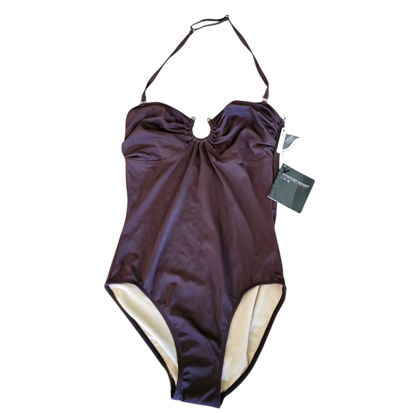 Newport News Other - Womens Newport News One Piece Brown Halter Swimsuit  Size 10 New Tags